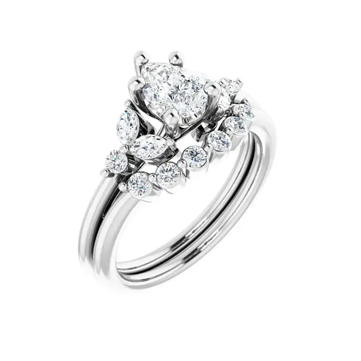 HAILEY 14K White Gold Pear Cut Lab Grown Diamond Engagement Ring - Image 6