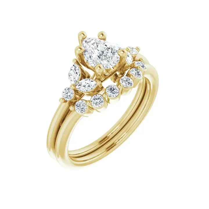HAILEY 14K Yellow Gold Pear Cut Lab Grown Diamond Engagement Ring - Image 6