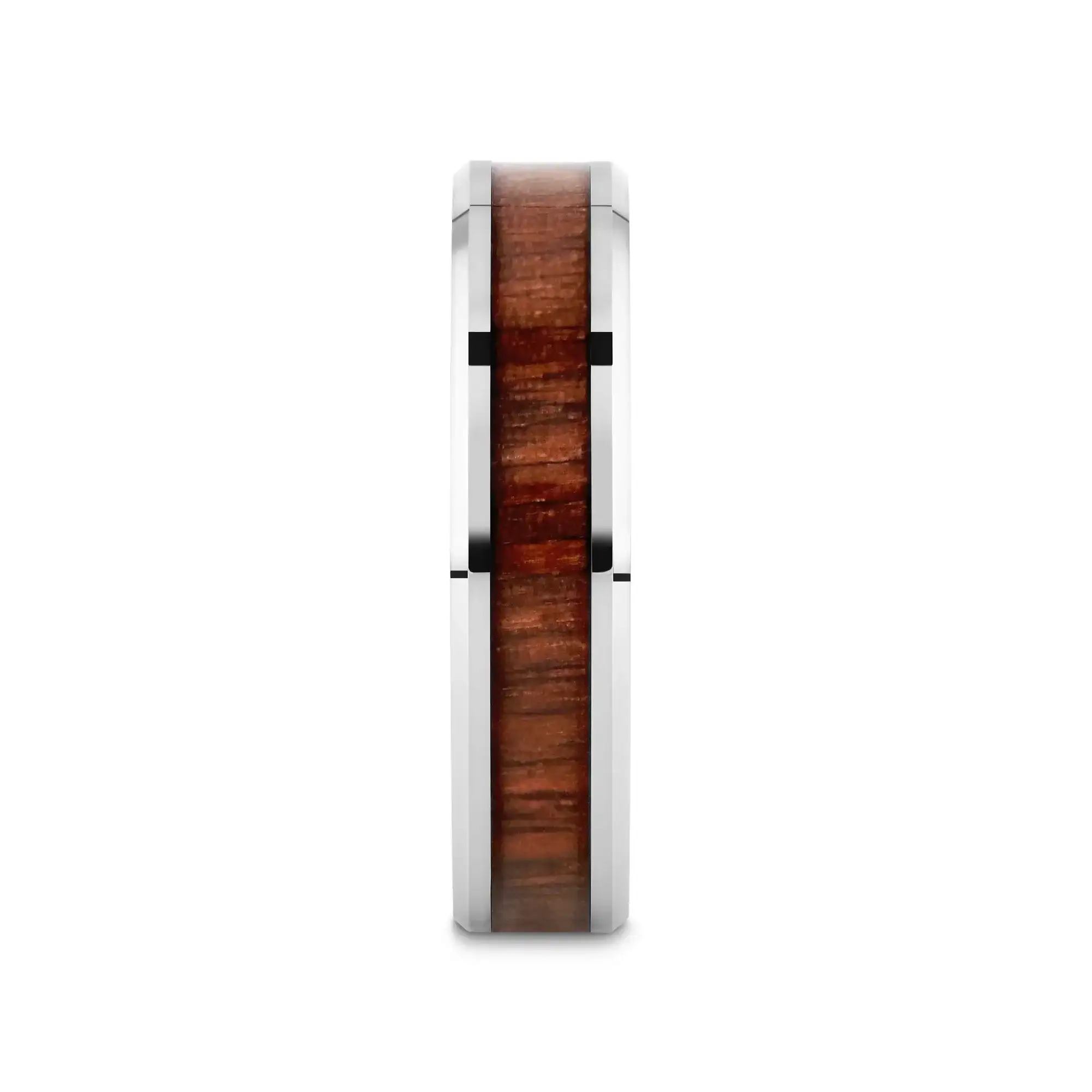 HALIFAX Tungsten Wedding Band with Bevels and Black Walnut Wood Inlay - 4mm - 12mm - Image 11