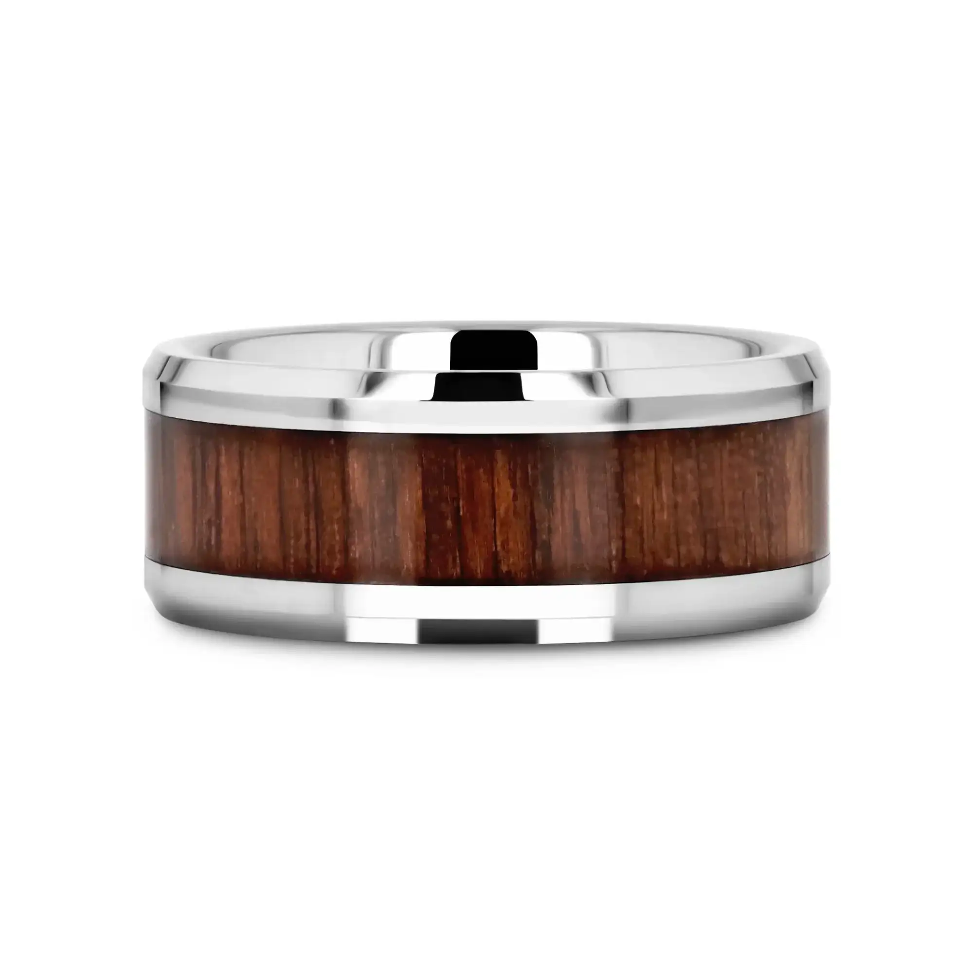 HALIFAX Tungsten Wedding Band with Bevels and Black Walnut Wood Inlay - 4mm - 12mm - Image 15
