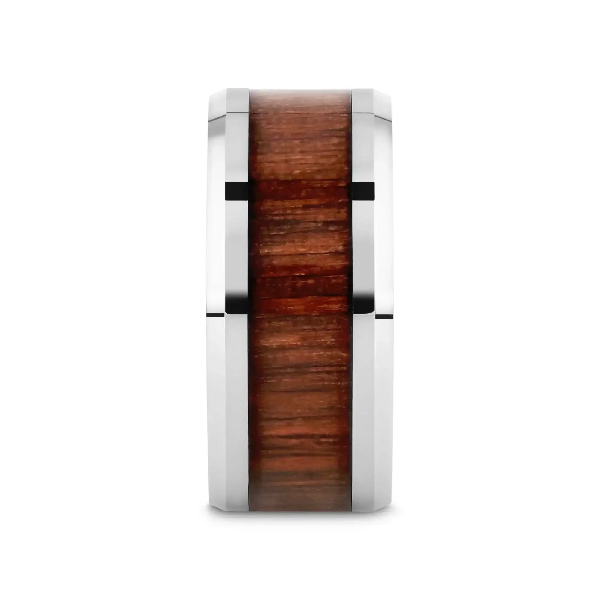 HALIFAX Tungsten Wedding Band with Bevels and Black Walnut Wood Inlay - 4mm - 12mm - Image 17