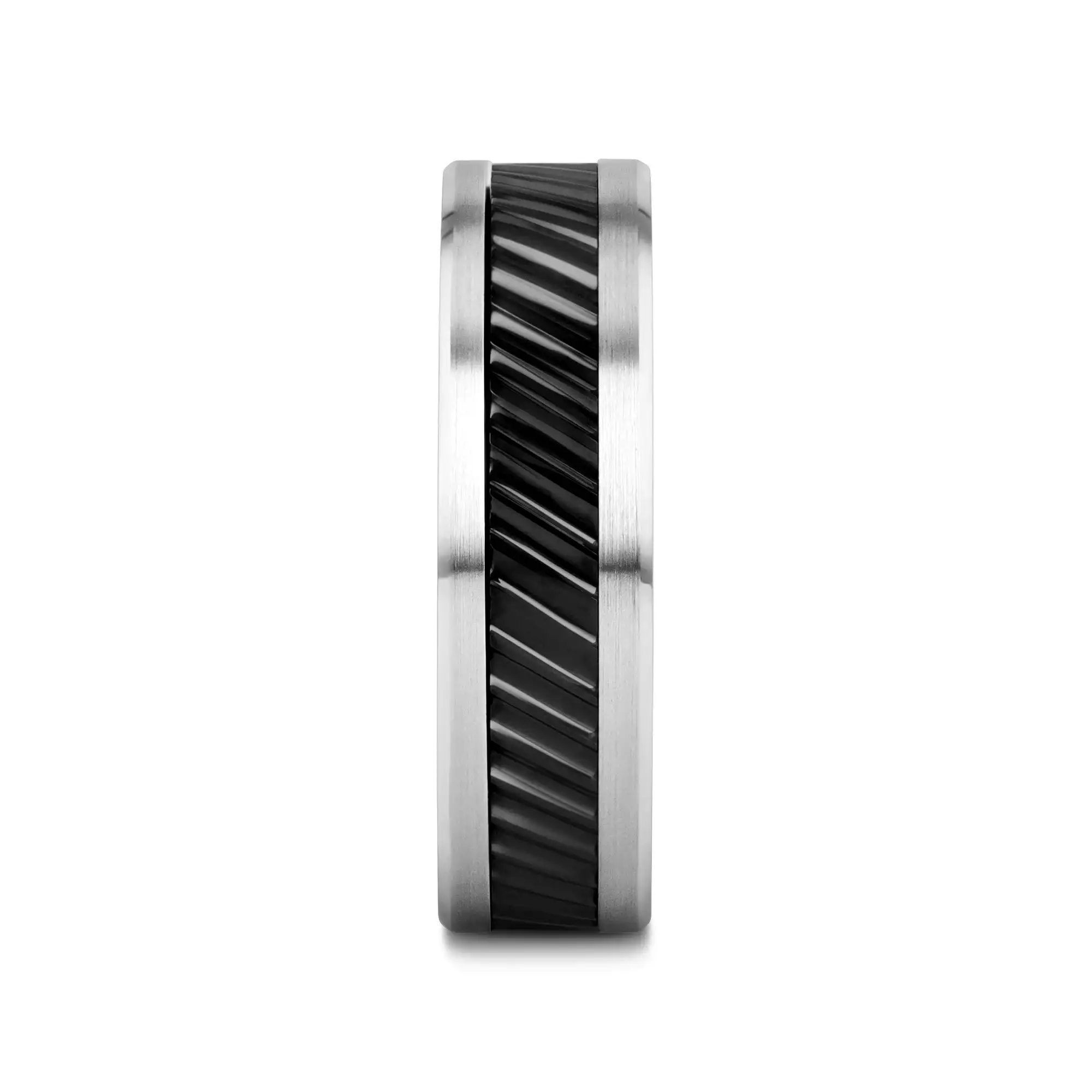 HELIX Gear Teeth Pattern Black Ceramic and Tungsten Ring - 6mm, 8mm, 10mm - Image 5