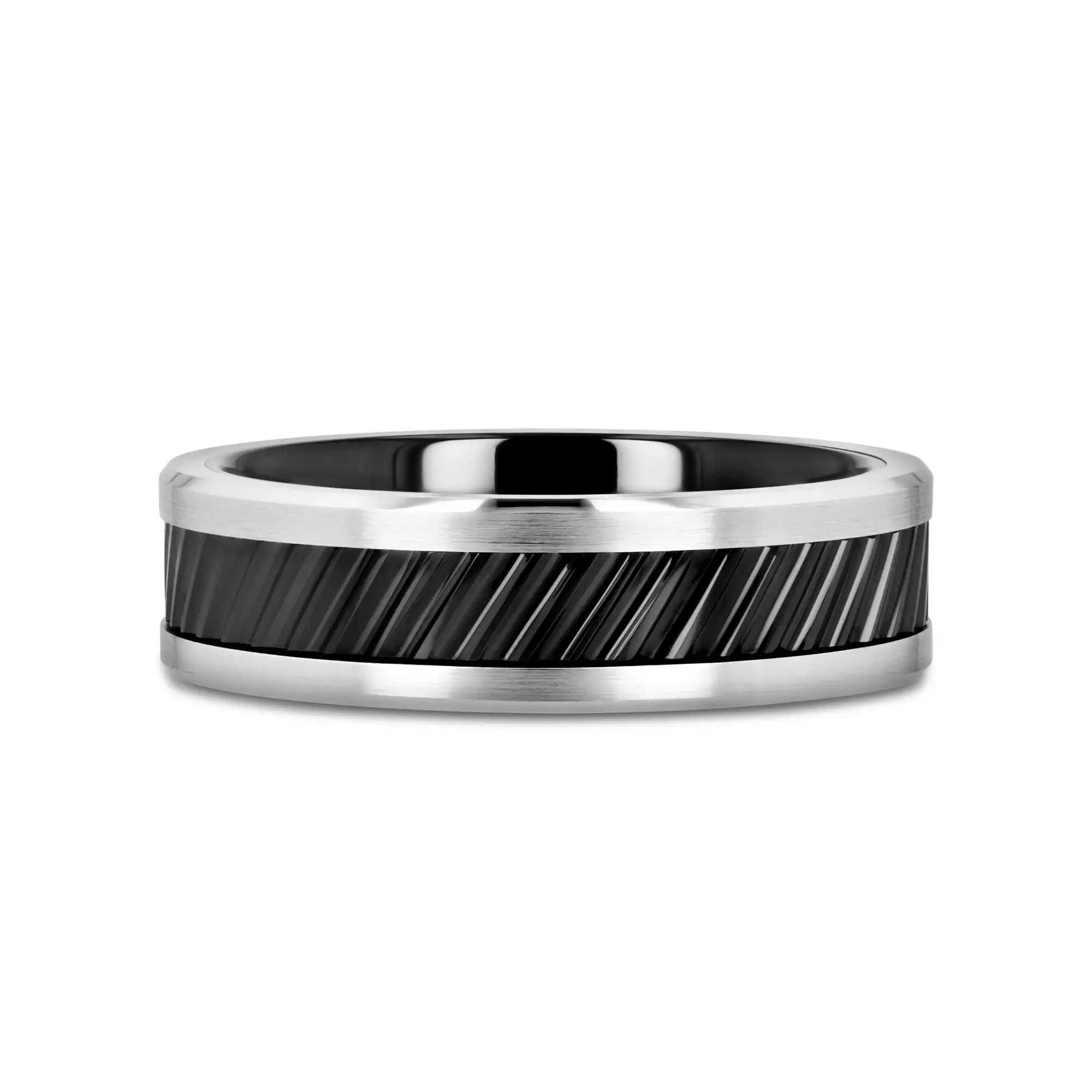 HELIX Gear Teeth Pattern Black Ceramic and Tungsten Ring - 6mm, 8mm, 10mm - Image 6
