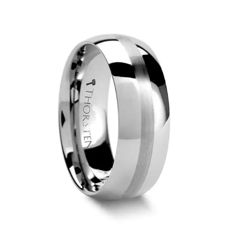 HERA Domed with Satin Stripe Tungsten Carbide Ring - 4mm - 6mm - Image 4
