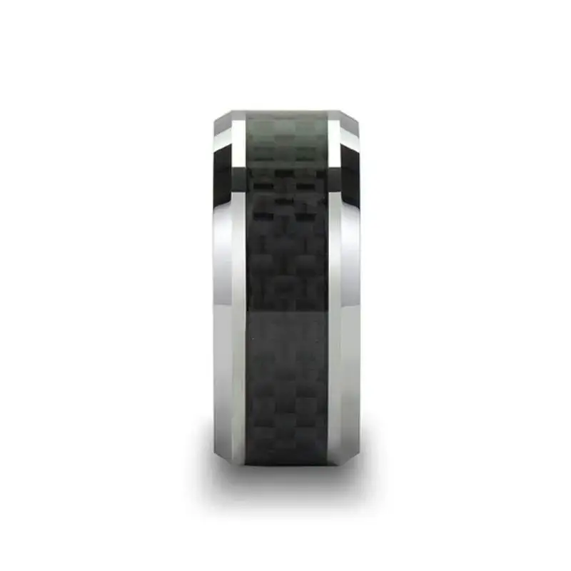 INDIANAPOLIS Black Carbon Fiber Inlay Tungsten Carbide Ring - 10mm - Image 2