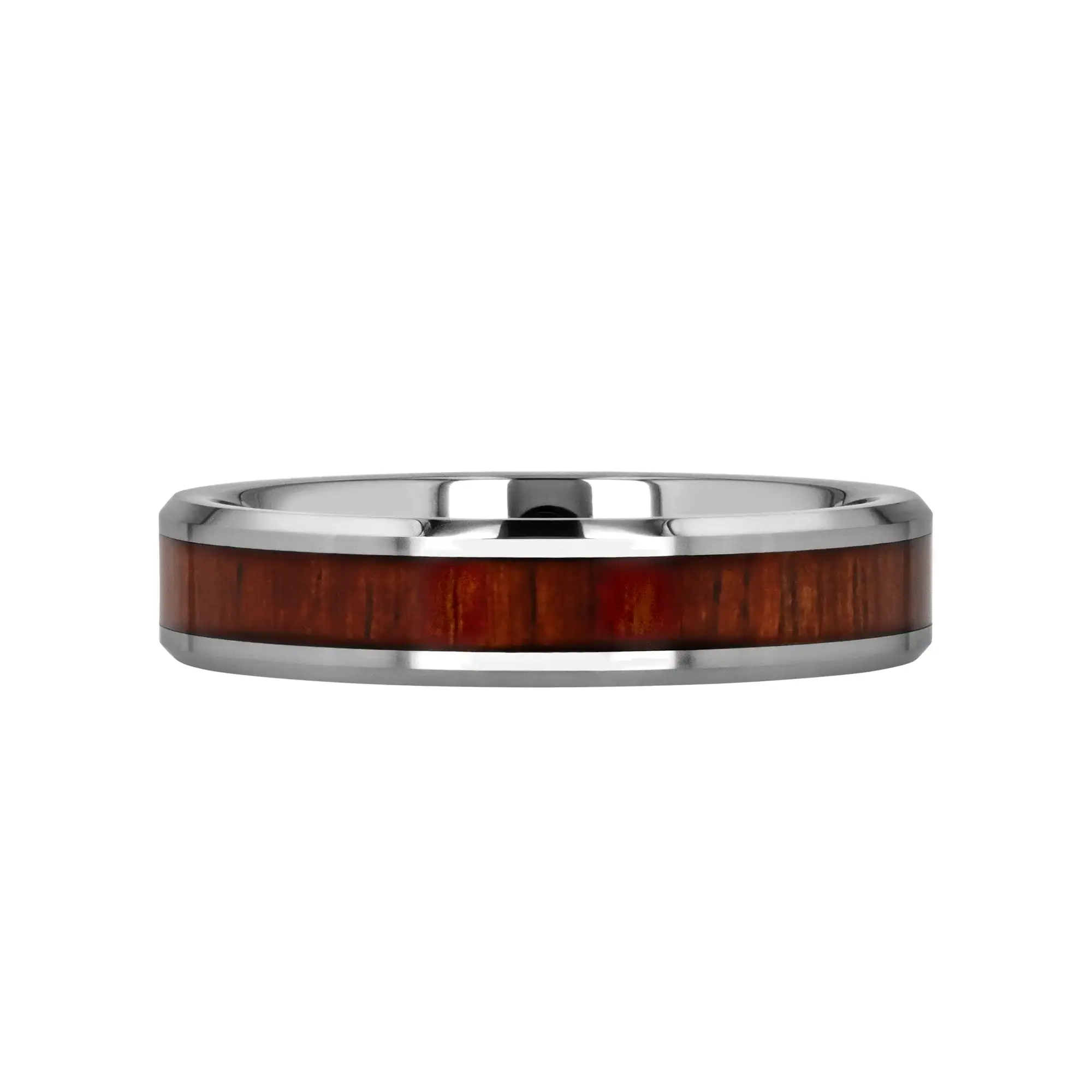 KONA Koa Wood Inlaid Tungsten Carbide Ring with Bevels - 4mm - 12mm - Image 12
