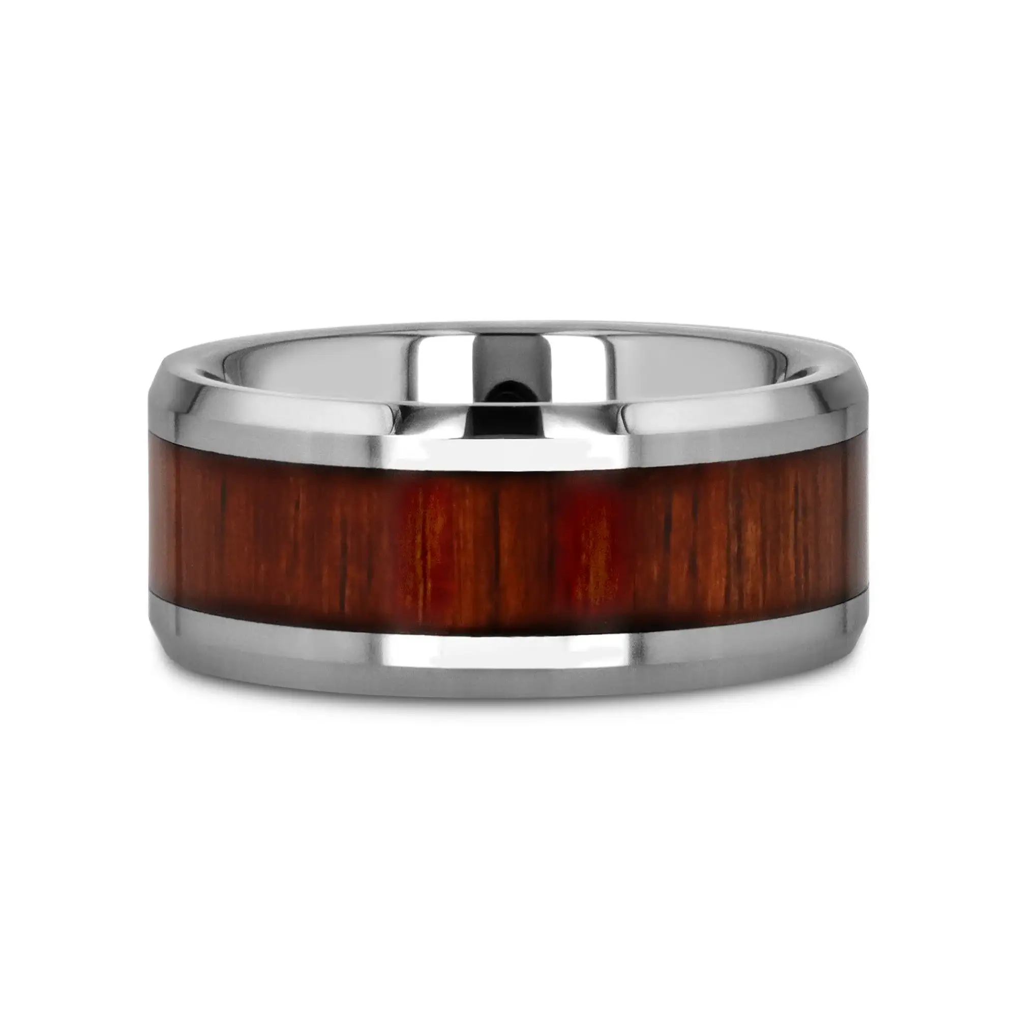 KONA Koa Wood Inlaid Tungsten Carbide Ring with Bevels - 4mm - 12mm - Image 15