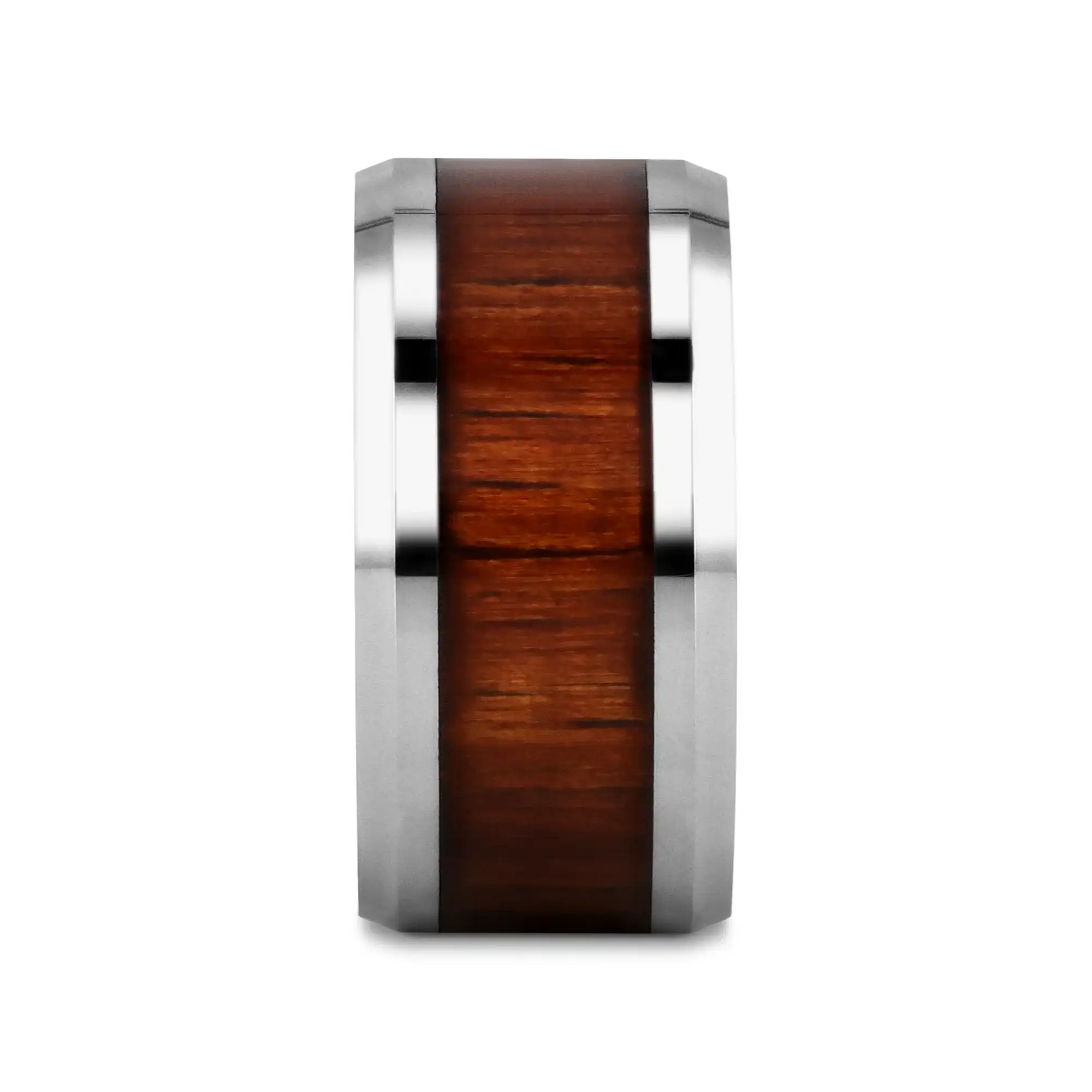 KONA Koa Wood Inlaid Tungsten Carbide Ring with Bevels - 4mm - 12mm - Image 17