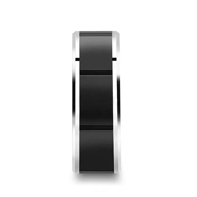 KONSTANTINE Watch Style Tungsten Ring With Black Ceramic Inlay - 8mm - Image 2