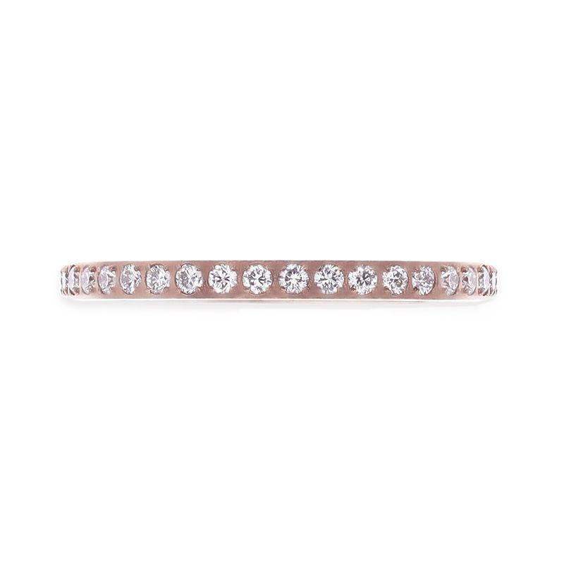 LILLIAN Flat Polished Rose Gold Plated Titanium Women's Wedding Ring With Small Lab-Created White Diamonds Setting - 2mm - Image 3