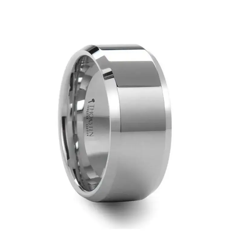 LINCOLN White Tungsten Wedding Band with Beveled Edges - 4mm - 12mm - Image 3
