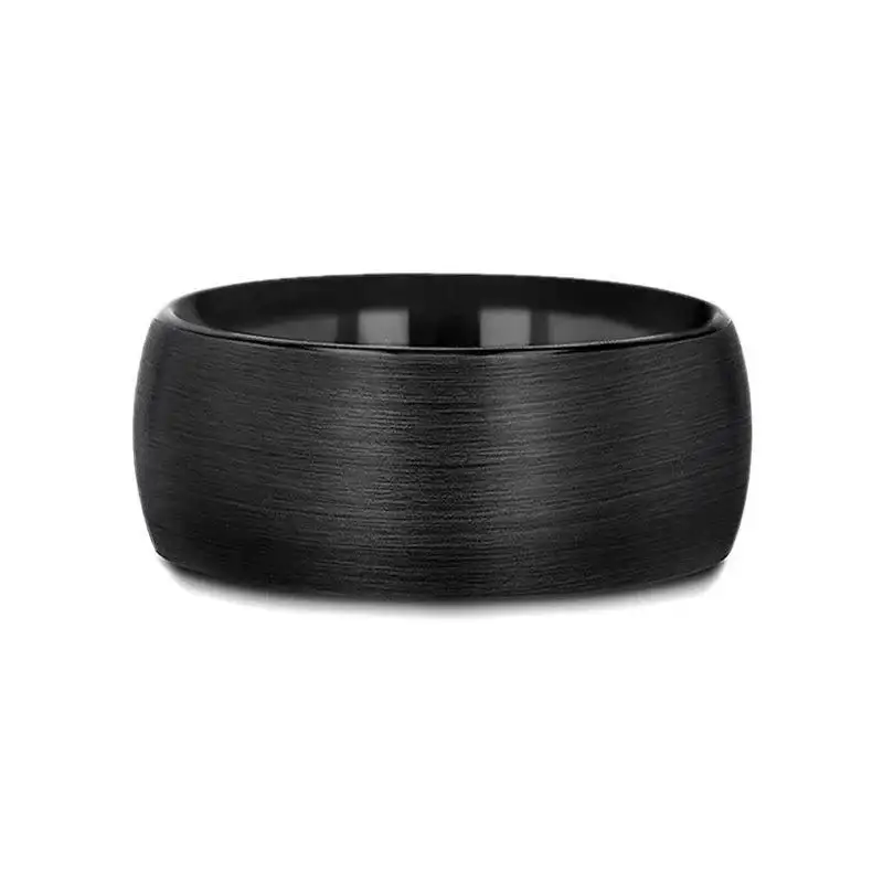 LOUISVILLE Domed Black Tungsten Ring with Brushed Finish - 10mm - Image 3