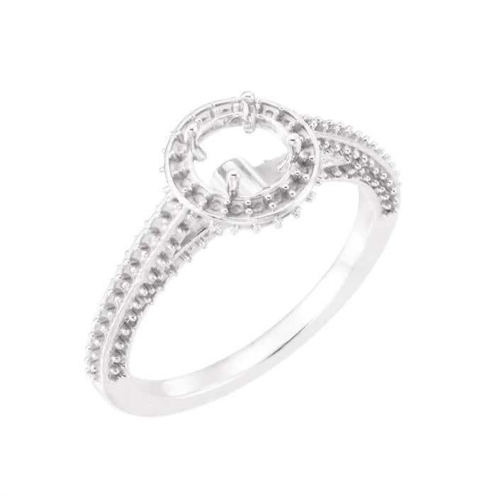 MADELEINE Halo Style Four Prong Lab Diamond Engagement Ring with Round Stone Setting in 18K White Gold - Image 2