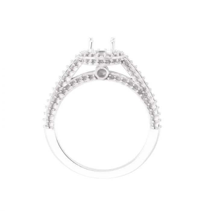 MADELEINE Halo Style Four Prong Lab Diamond Engagement Ring with Round Stone Setting in 18K White Gold - Image 3