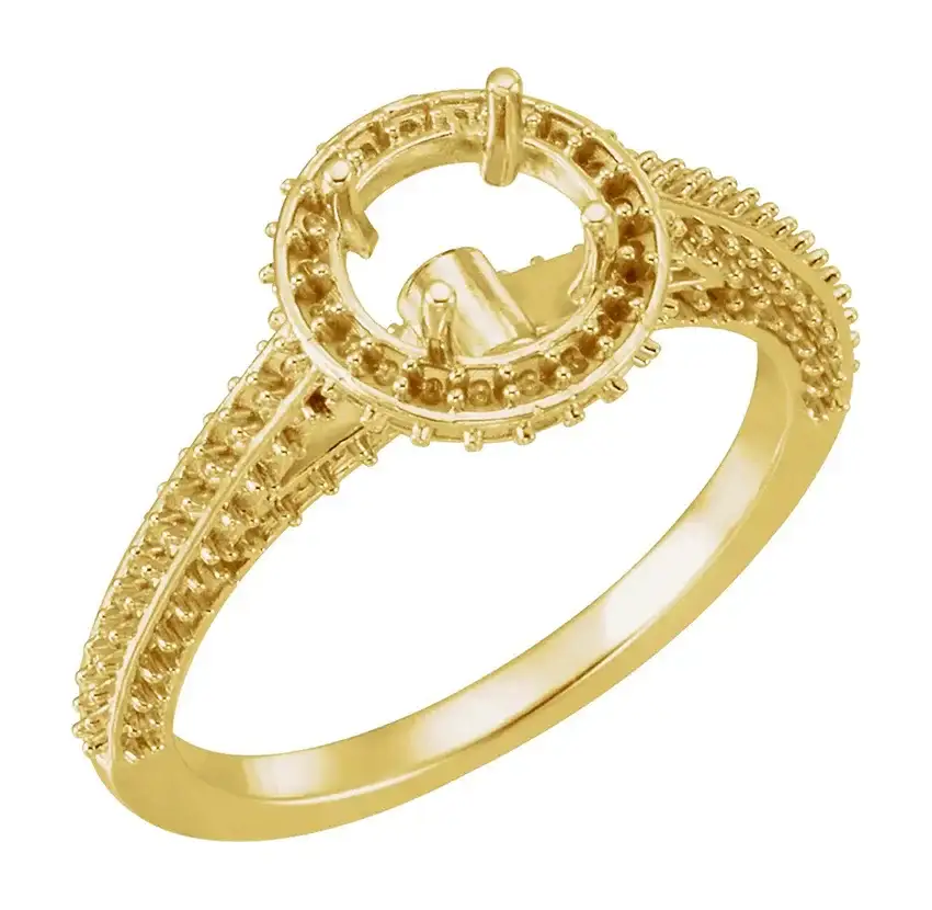 MADELEINE Halo Style Four Prong Lab Diamond Engagement Ring with Round Stone Setting in 18K Yellow Gold - Image 2