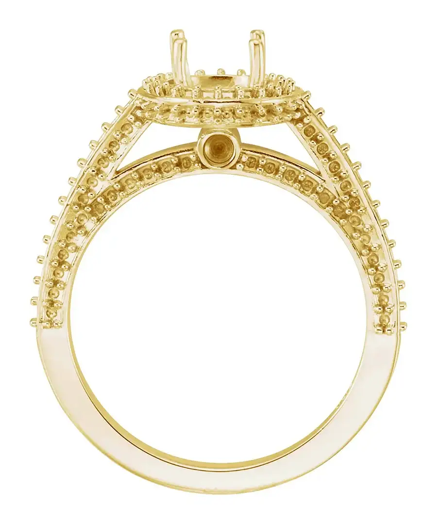 MADELEINE Halo Style Four Prong Lab Diamond Engagement Ring with Round Stone Setting in 18K Yellow Gold - Image 3