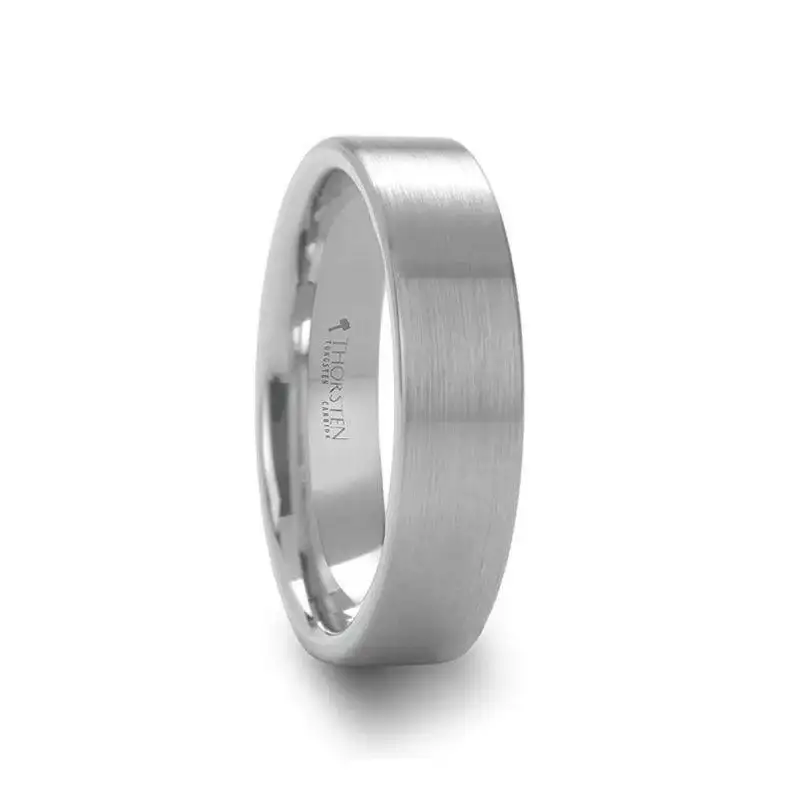 MAISIE Flat Style Women's White Tungsten Carbide Ring with Brushed Finish - 2mm - Image 3