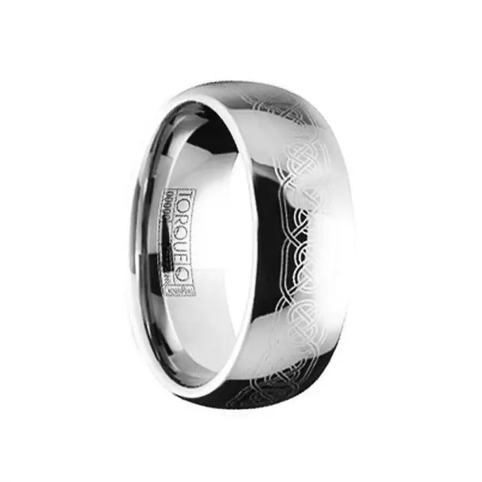 MARCIANUS Polished Engraved Celtic Tungsten Carbide Comfort Fit Ring - 8mm