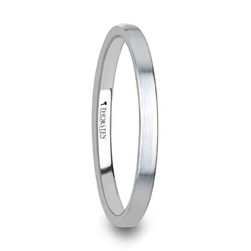 MASON Flat Brush Finished White Tungsten Wedding Ring - 2mm - 8mm - Image 3