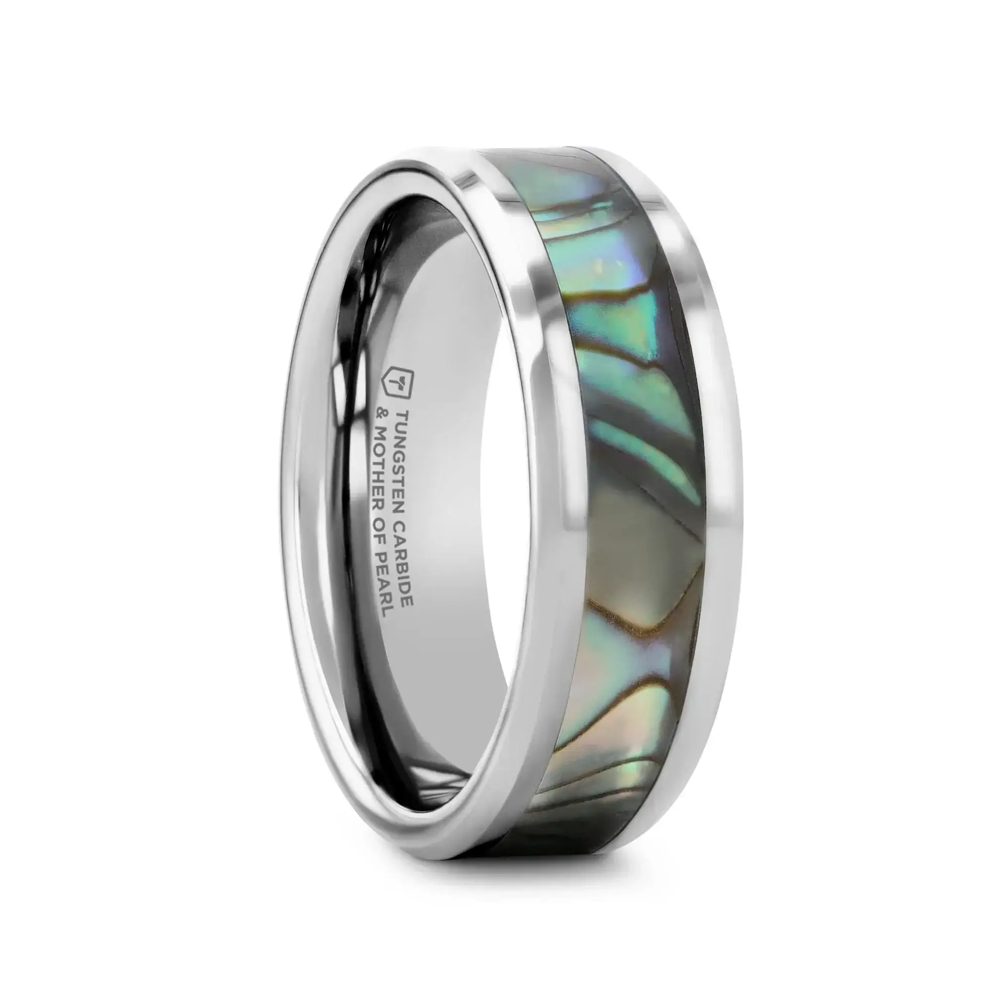 MAUI Tungsten Wedding Band with Mother of Pearl Inlay - 4mm - 10mm - Image 10