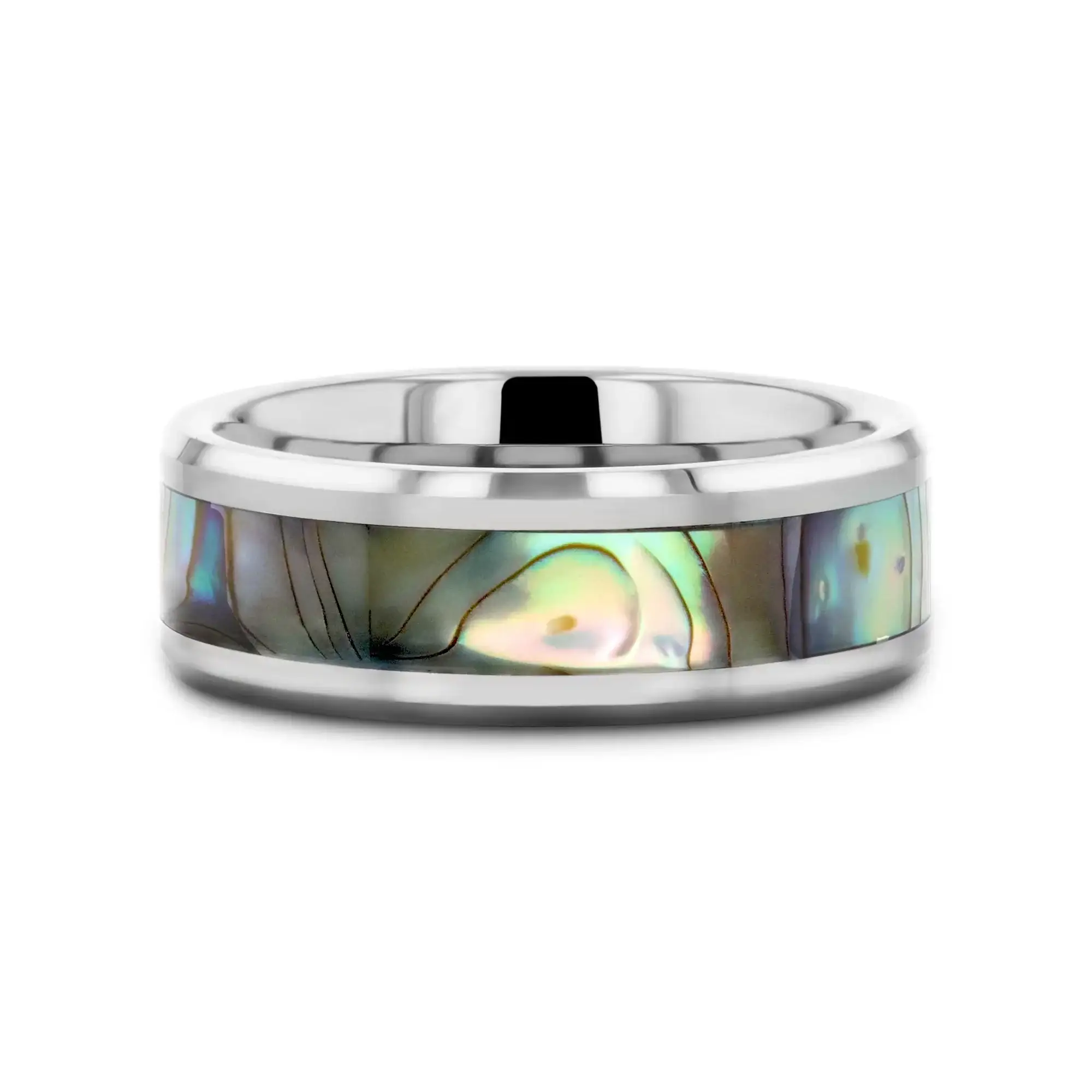 MAUI Tungsten Wedding Band with Mother of Pearl Inlay - 4mm - 10mm - Image 3