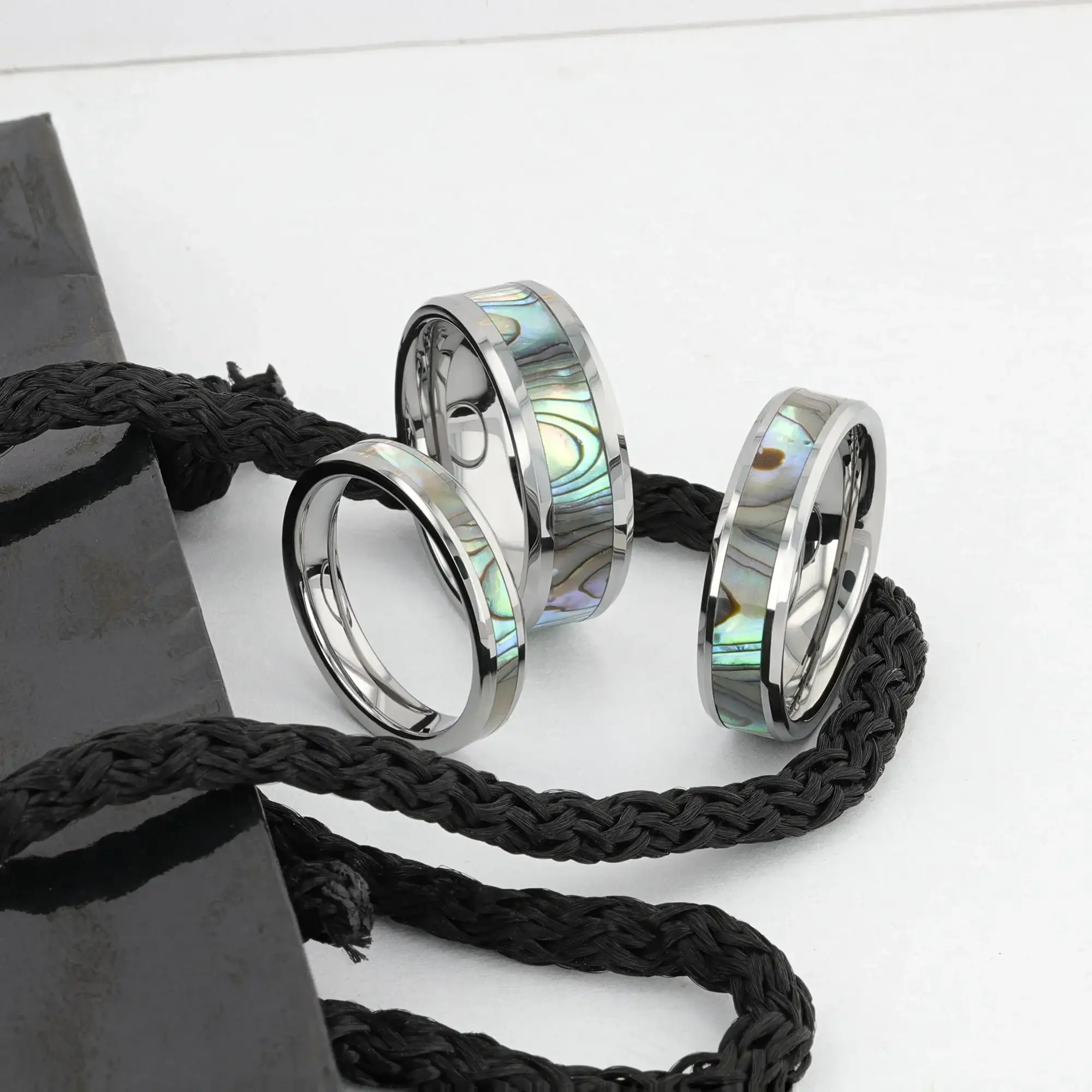 MAUI Tungsten Wedding Band with Mother of Pearl Inlay - 4mm - 10mm - Image 4
