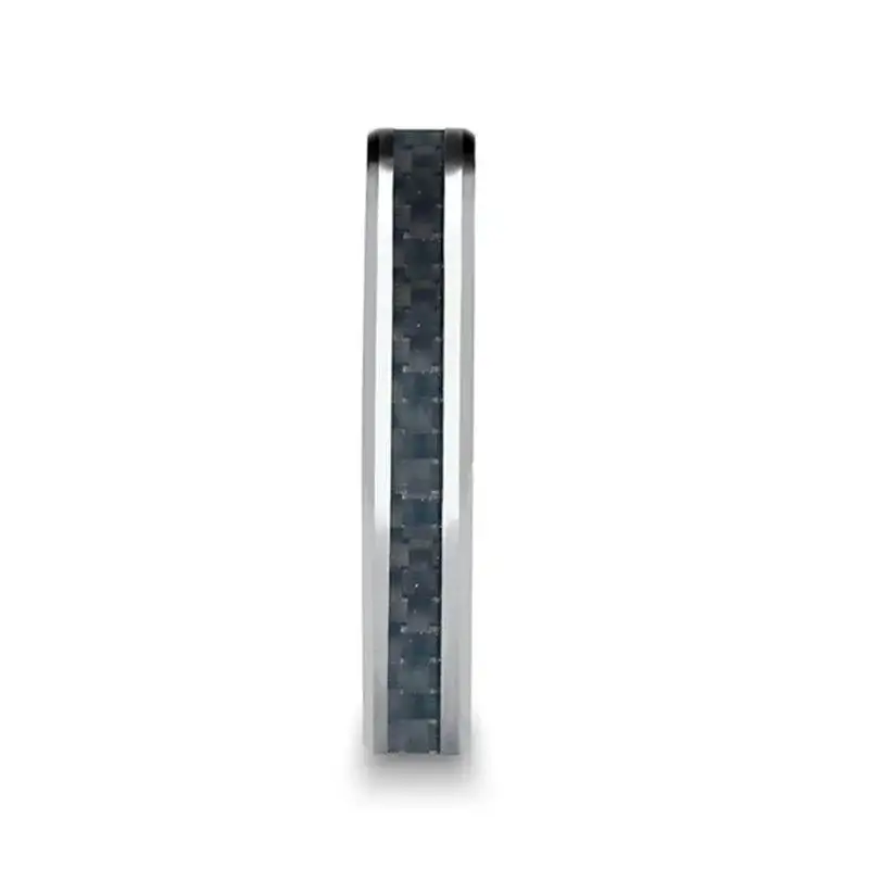 MAXIMA Beveled Tungsten Carbide Ring with Black Carbon Fiber Inlay - 4mm & 6mm - Image 2