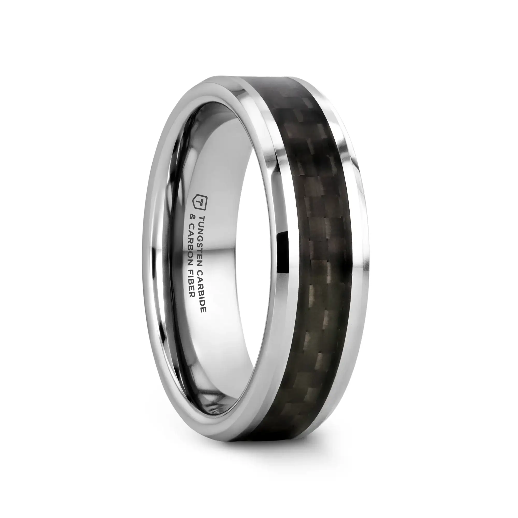MAXIMUS Black Carbon Fiber Inlay Tungsten Carbide Wedding Band - 4mm - 12mm - Image 11