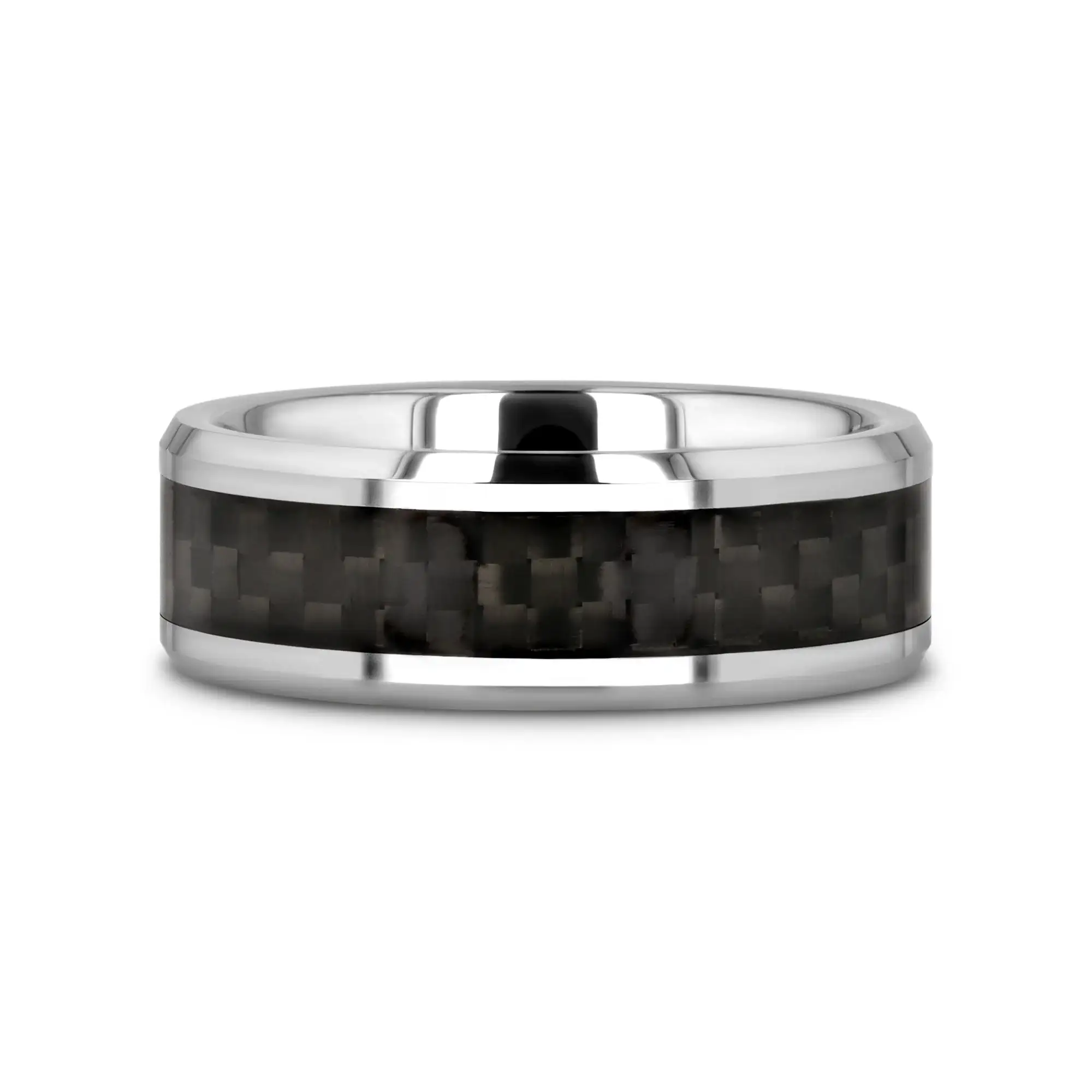 MAXIMUS Black Carbon Fiber Inlay Tungsten Carbide Wedding Band - 4mm - 12mm - Image 3