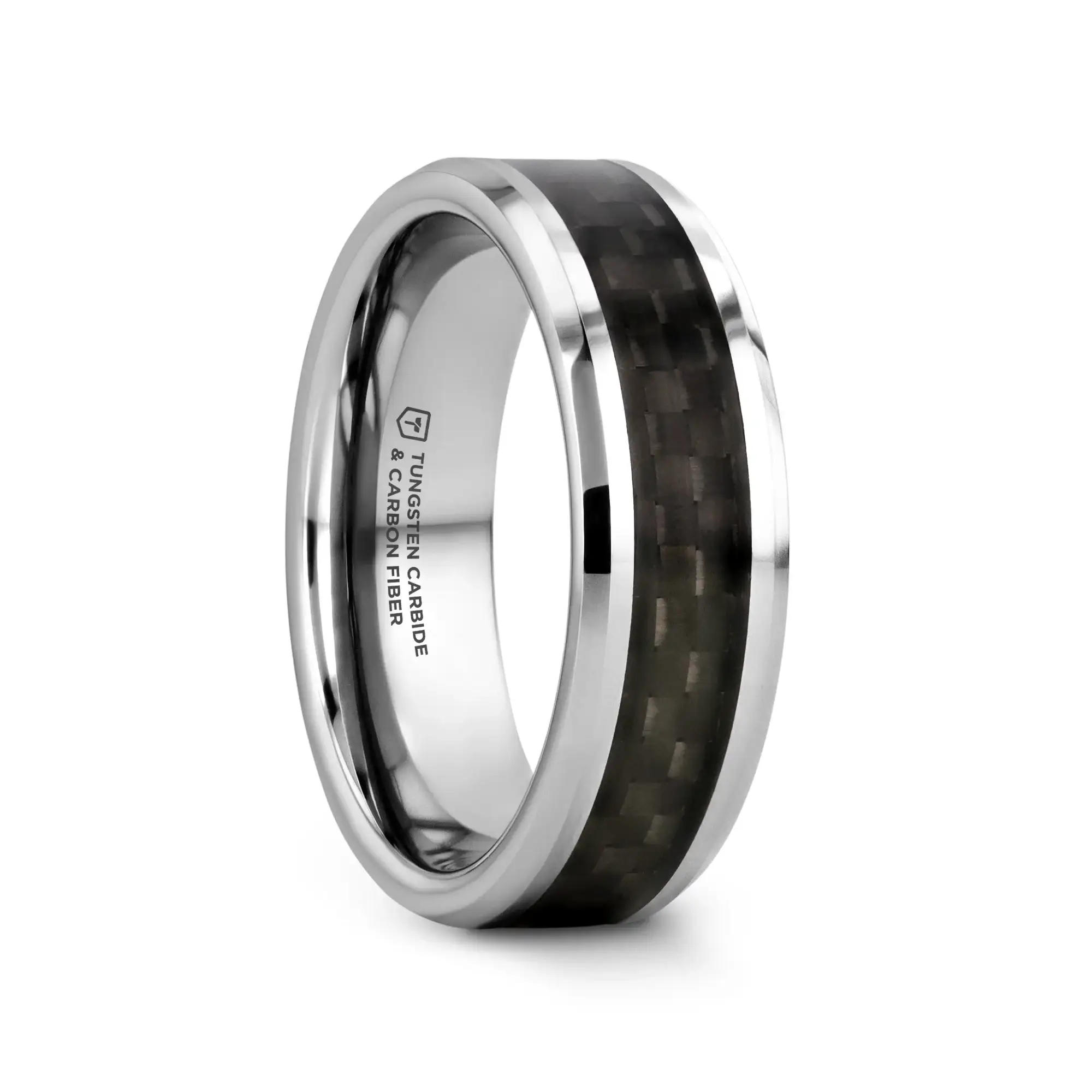 MAXIMUS Black Carbon Fiber Inlay Tungsten Carbide Wedding Band - 4mm - 12mm - Image 8