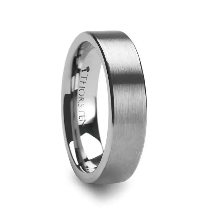 MERCURY Flat Brushed Finish Tungsten Wedding Ring - 2mm - 12mm - Image 8