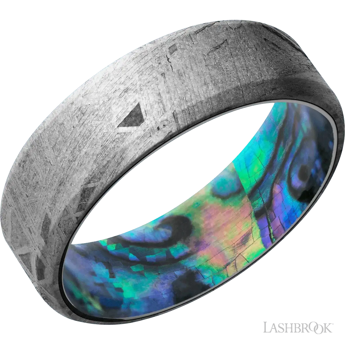 Meteorite with None Finish and Abalone - 7MM