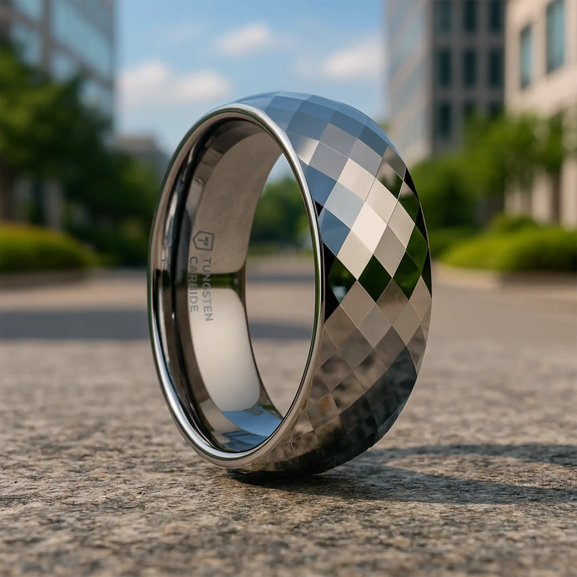 MILLENNIUM Tungsten Wedding Band with 288 Diamond Facets - 2mm - 10mm - Image 4