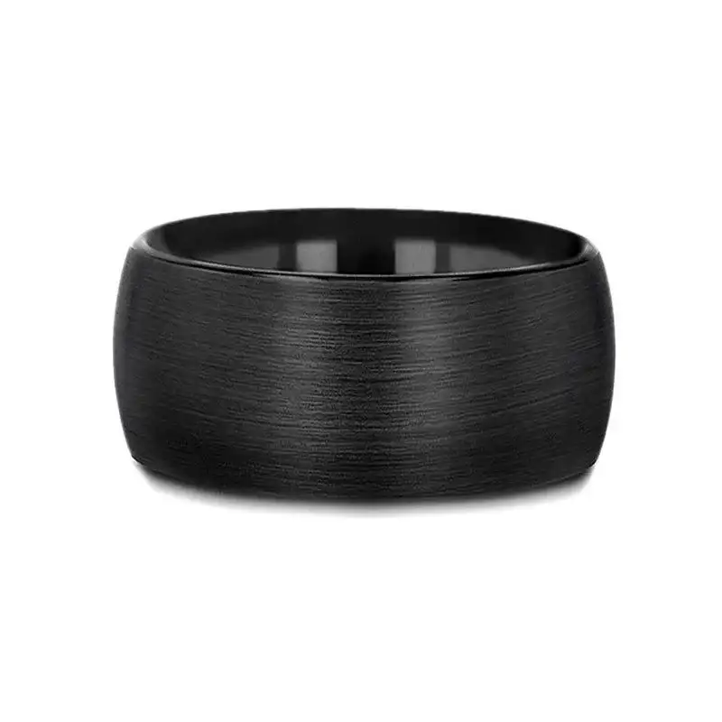 MILWAUKEE Round Black Tungsten Carbide Ring with Brushed Finish - 12mm - Image 3