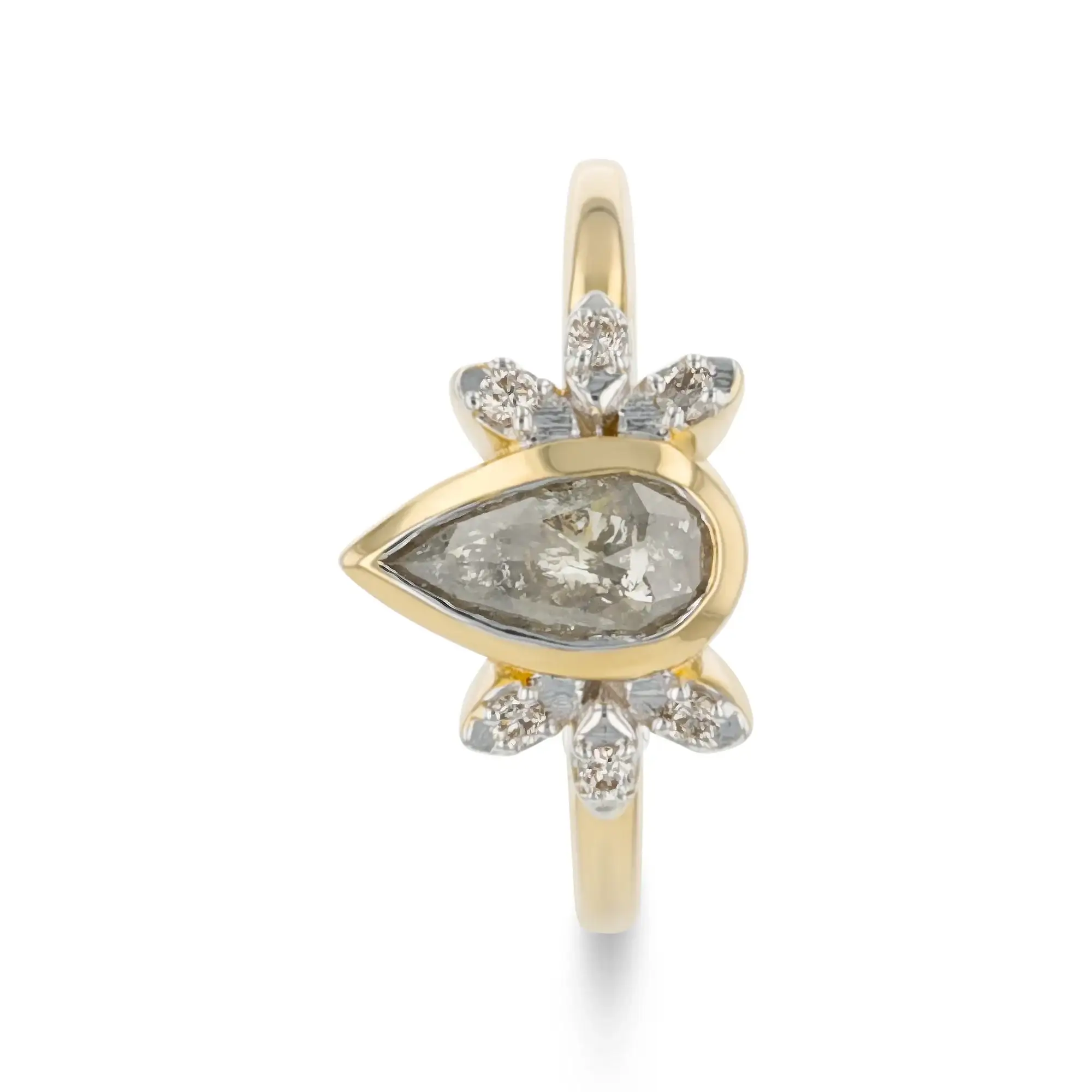 MORRISA 0.78 ct 14K Gold Pear Natural Salt & Pepper Diamond Engagement Ring - Image 2