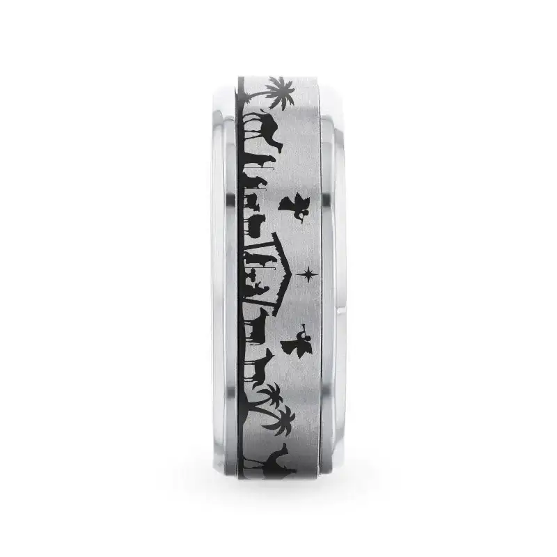 NATIVITY SCENE on Spinning Tungsten Carbide Ring - Image 2