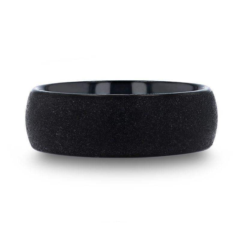 OBSIDIAN Domed Black Tungsten Carbide Ring with Sandblasted Crystalline Finish - 4mm - 8mm - Image 3