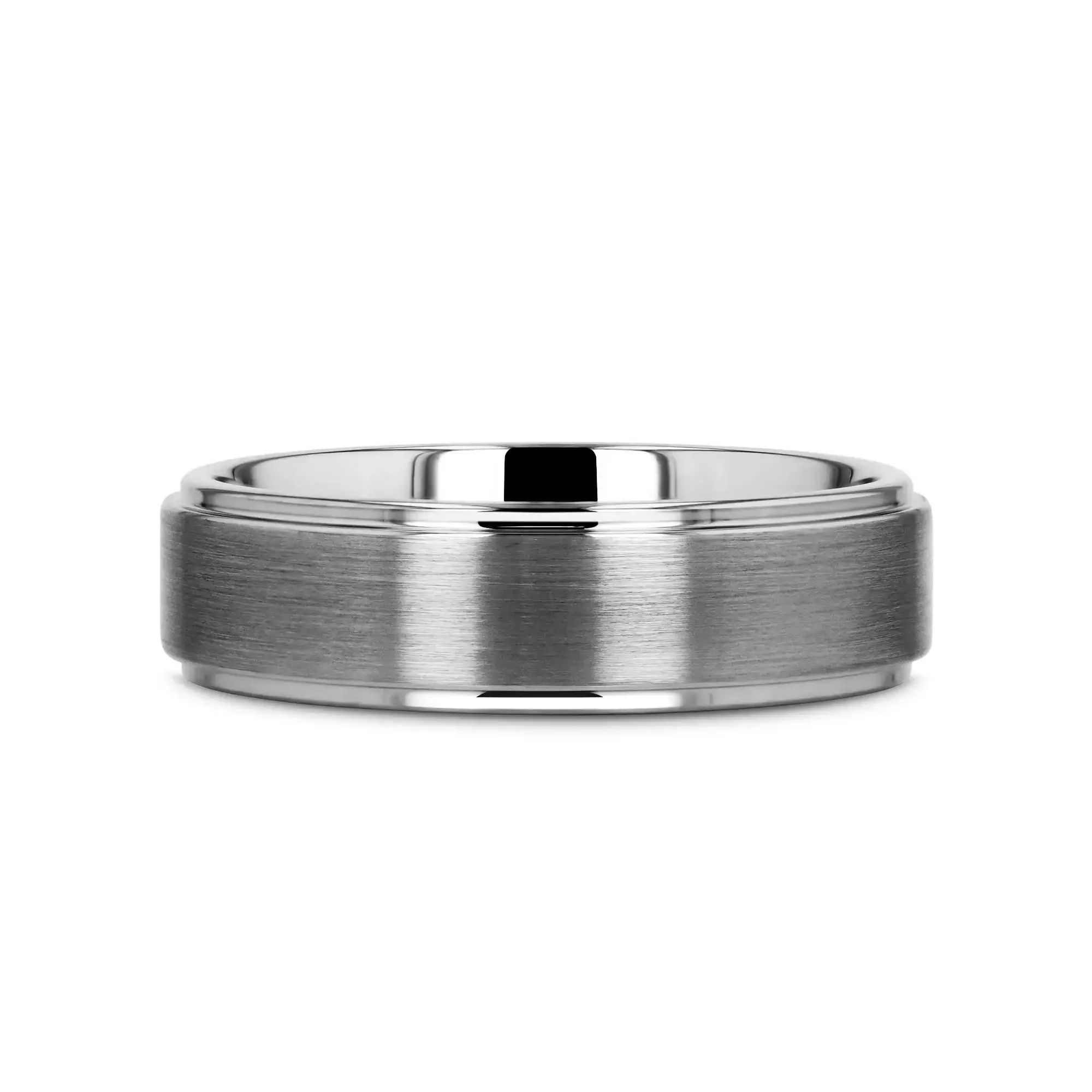 OPTIMUS Raised Center Brushed Tungsten Carbide Ring, Comfort Fit (4mm–12mm) - Image 15