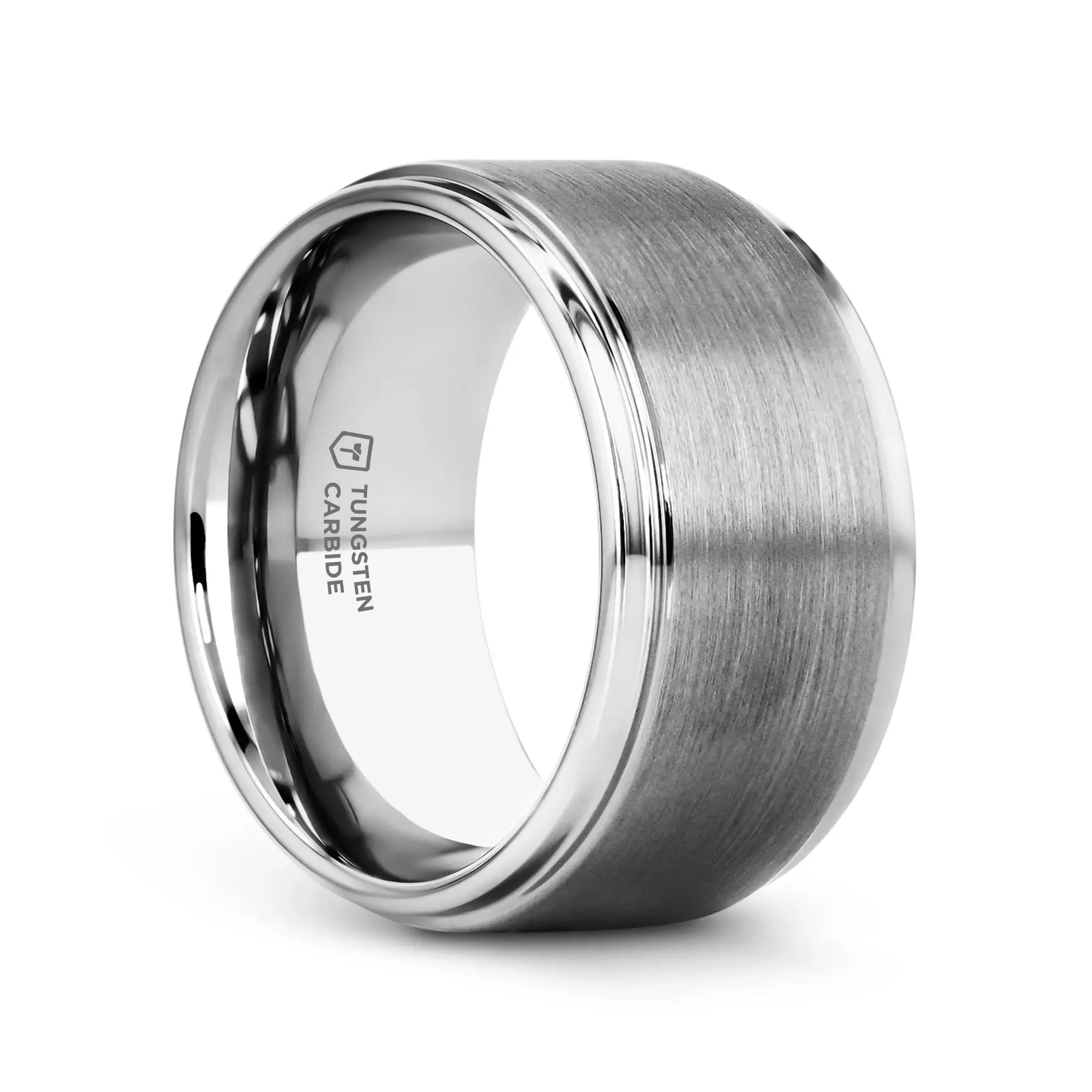 OPTIMUS Raised Center Brushed Tungsten Carbide Ring, Comfort Fit (4mm–12mm) - Image 22