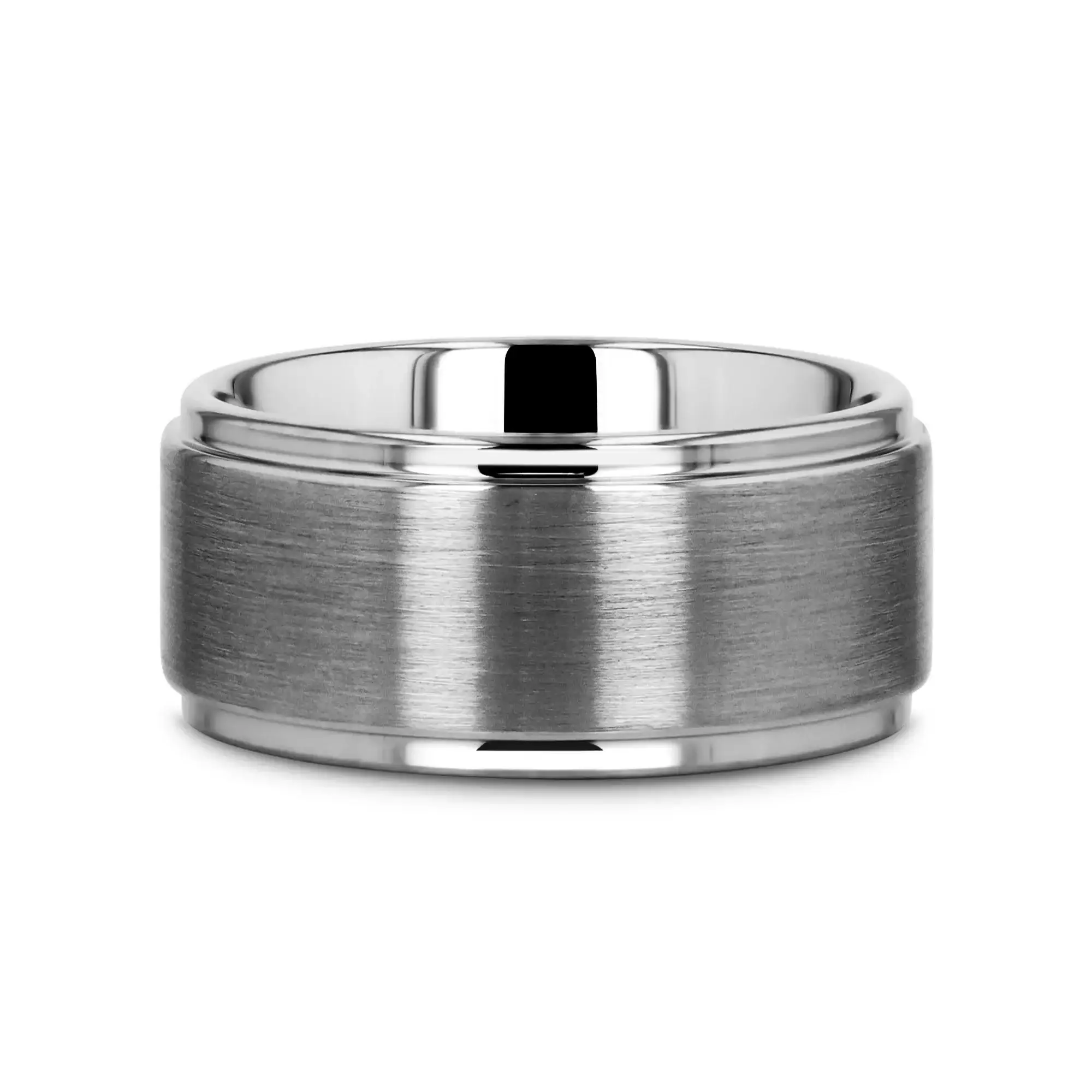 OPTIMUS Raised Center Brushed Tungsten Carbide Ring, Comfort Fit (4mm–12mm) - Image 24