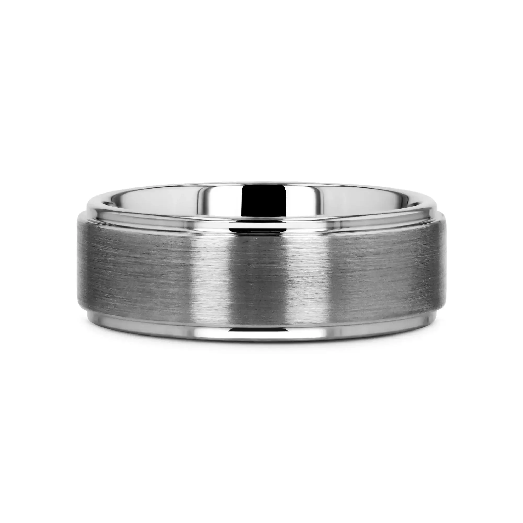 OPTIMUS Raised Center Brushed Tungsten Carbide Ring, Comfort Fit (4mm–12mm) - Image 3