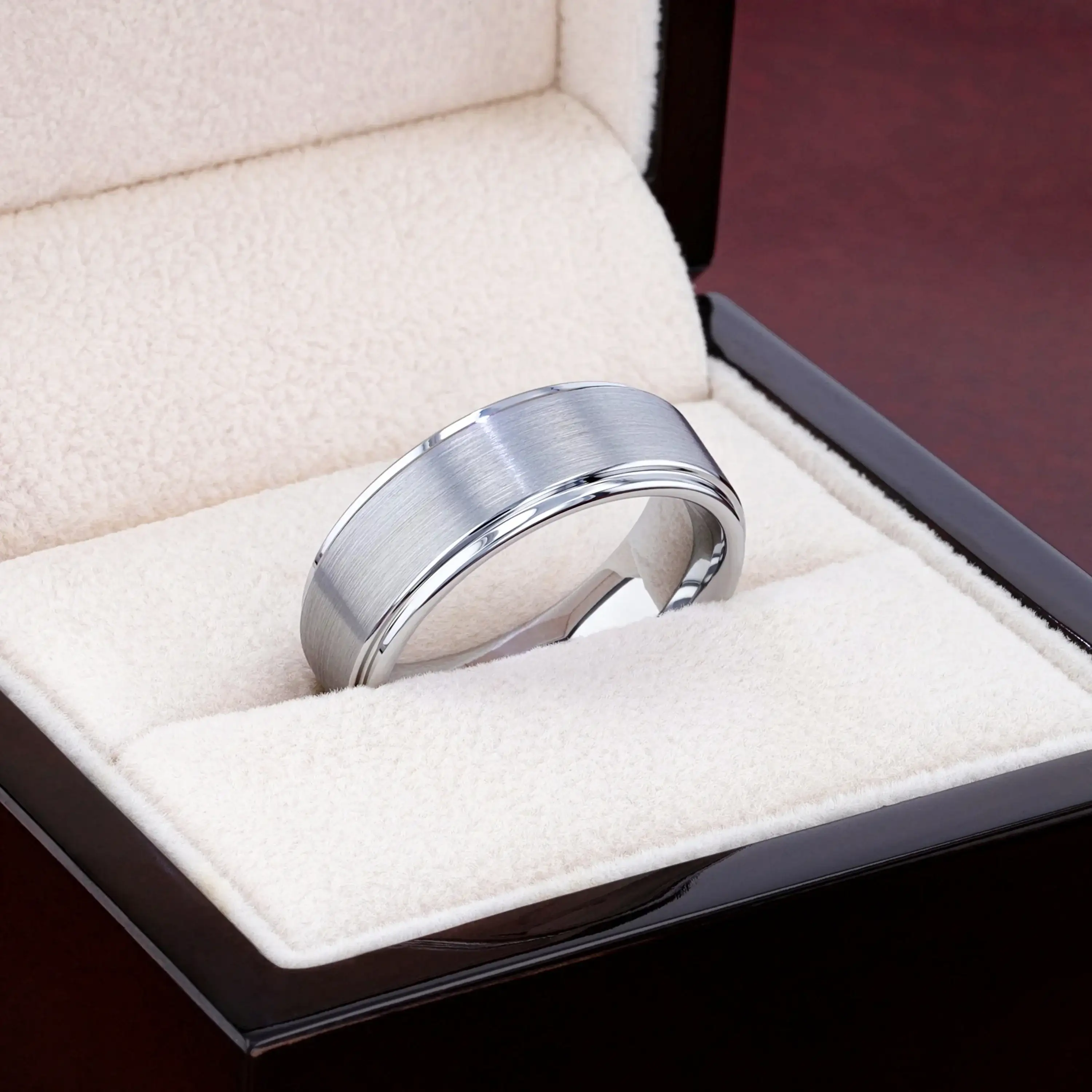 OPTIMUS Raised Center Brushed Tungsten Carbide Ring, Comfort Fit (4mm–12mm) - Image 4