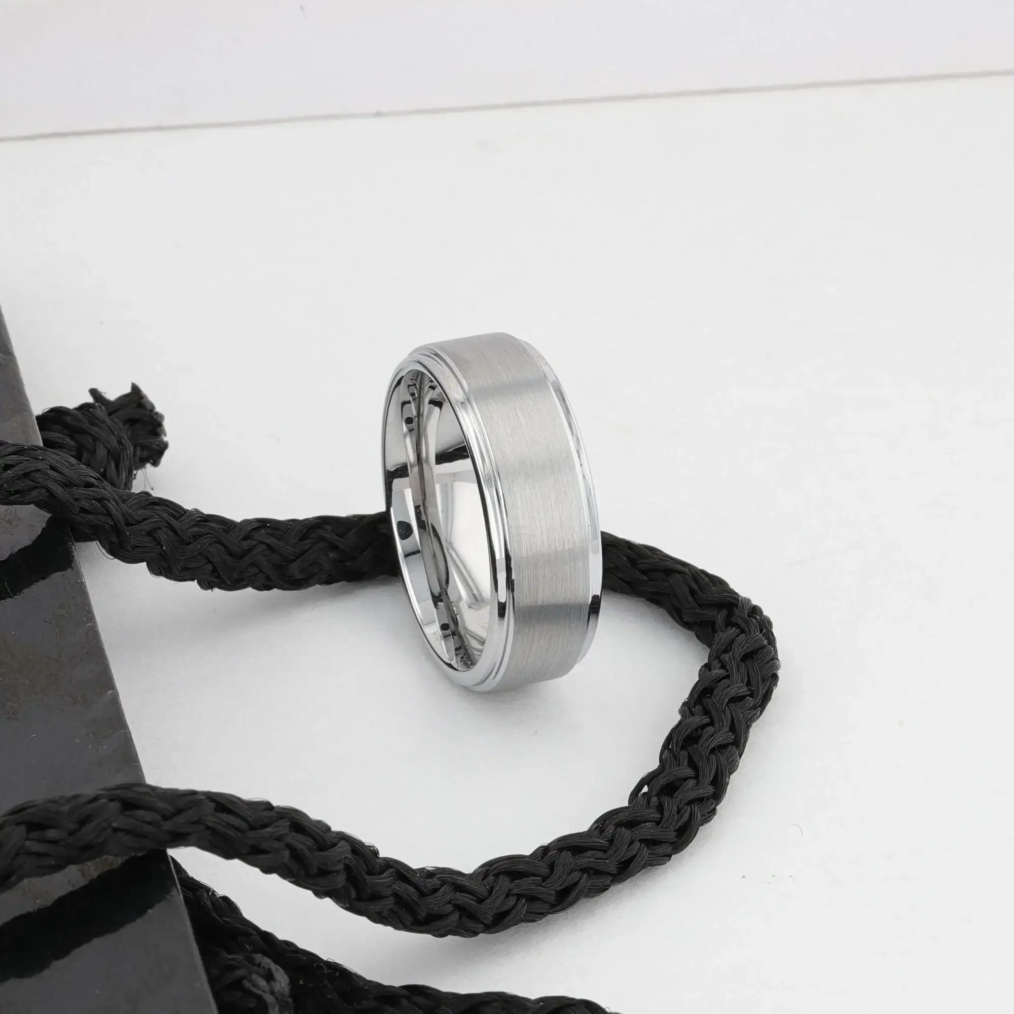 OPTIMUS Raised Center Brushed Tungsten Carbide Ring, Comfort Fit (4mm–12mm) - Image 5