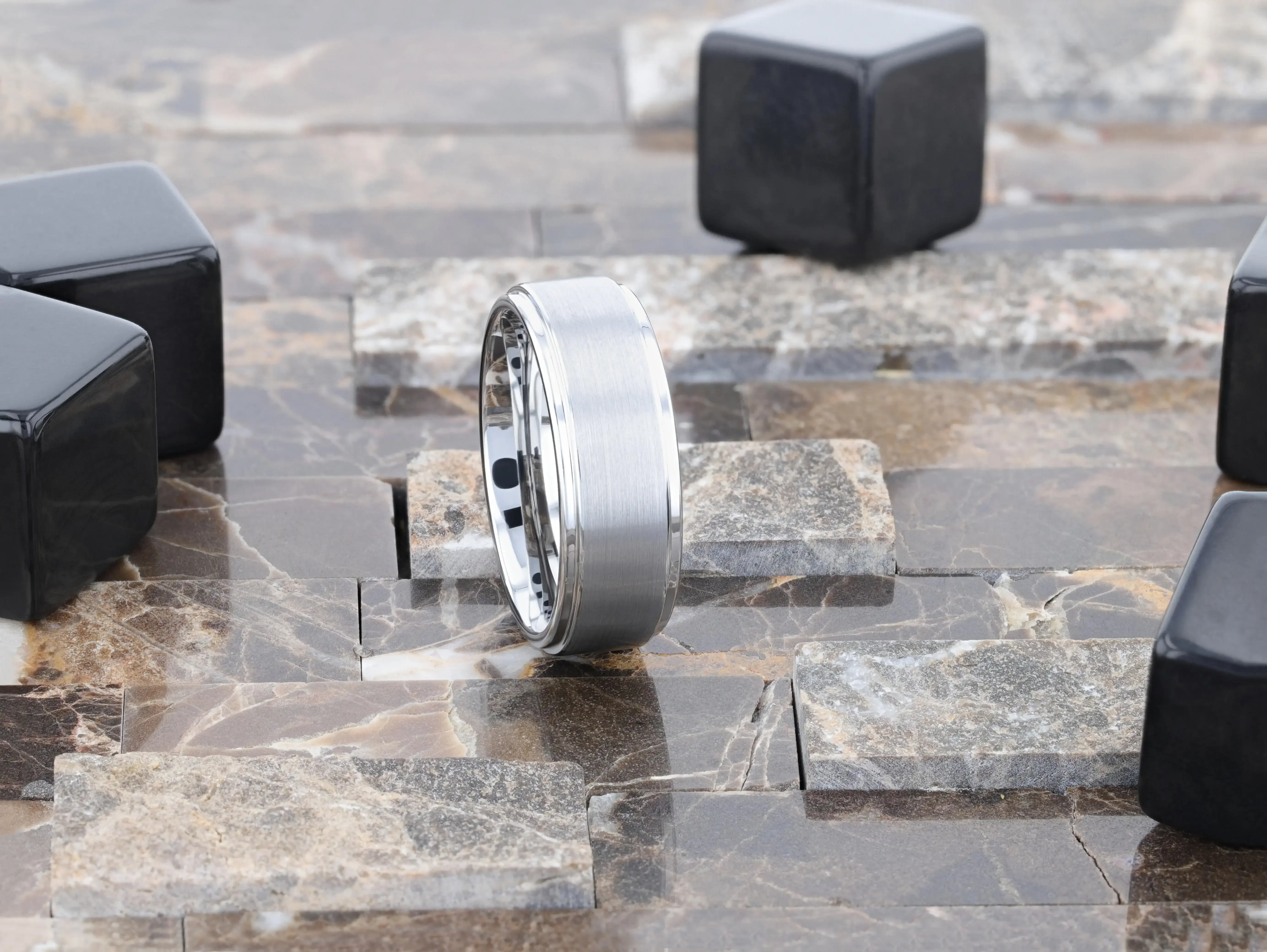 OPTIMUS Raised Center Brushed Tungsten Carbide Ring, Comfort Fit (4mm–12mm) - Image 8