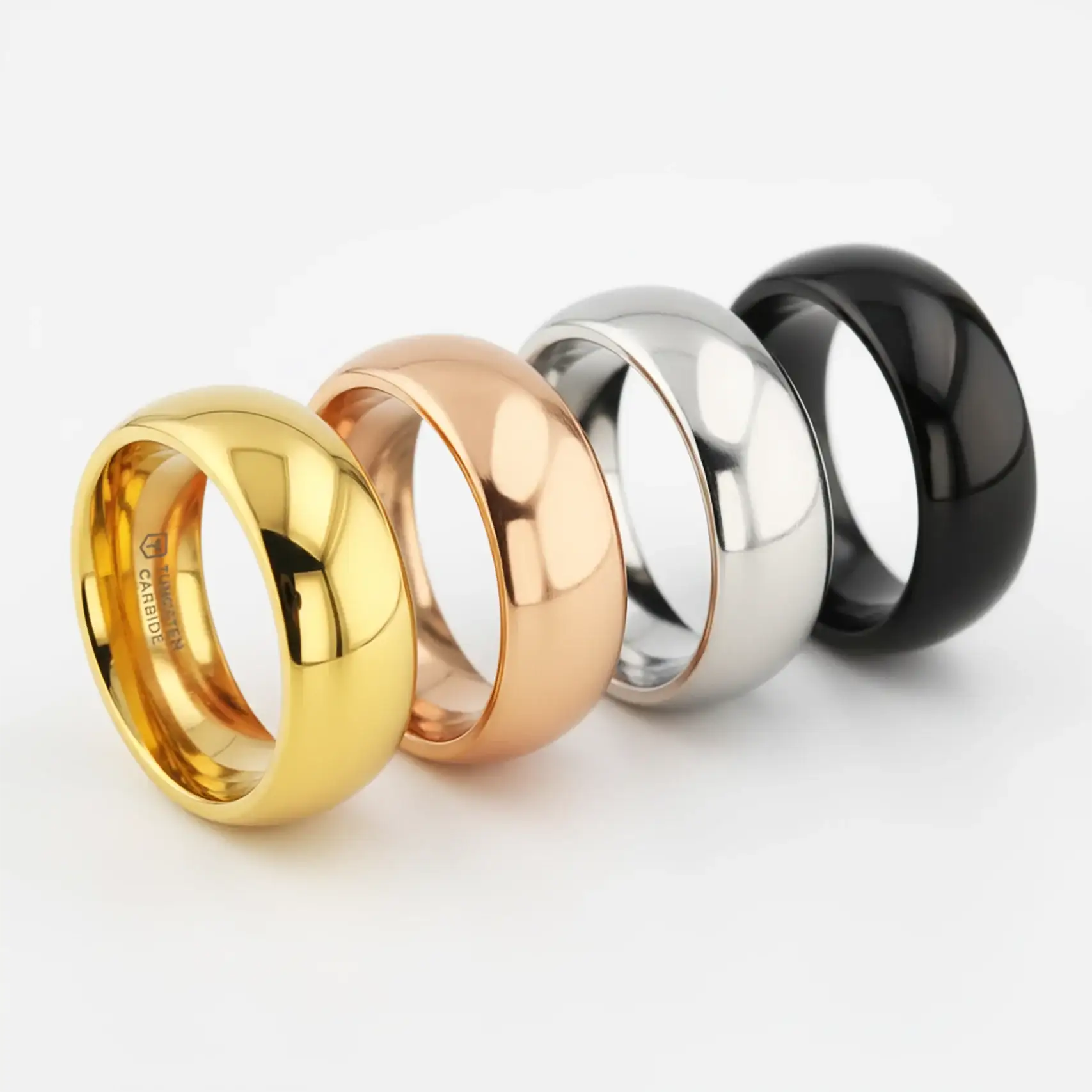 ORO Traditional Domed Gold-Plated Tungsten Carbide Wedding Ring, 4mm–10mm - Image 4
