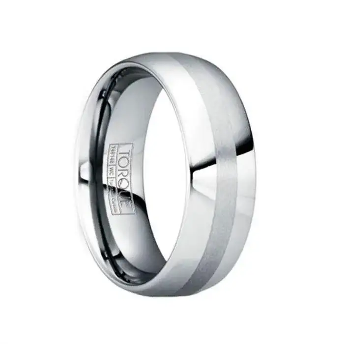 OTHO Polished Tungsten Wedding Ring with Brushed Stripe - 6mm & 8mm