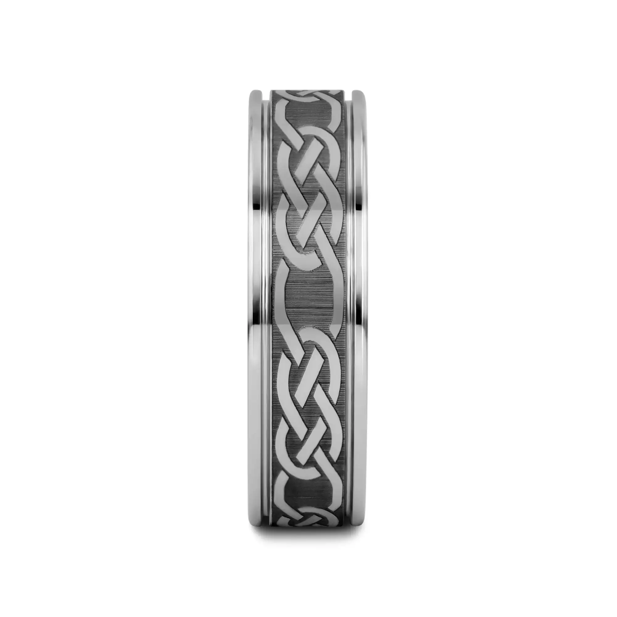 PALATINE Laser Engraved Tungsten Ring with Celtic Pattern - 6mm - 10mm - Image 5