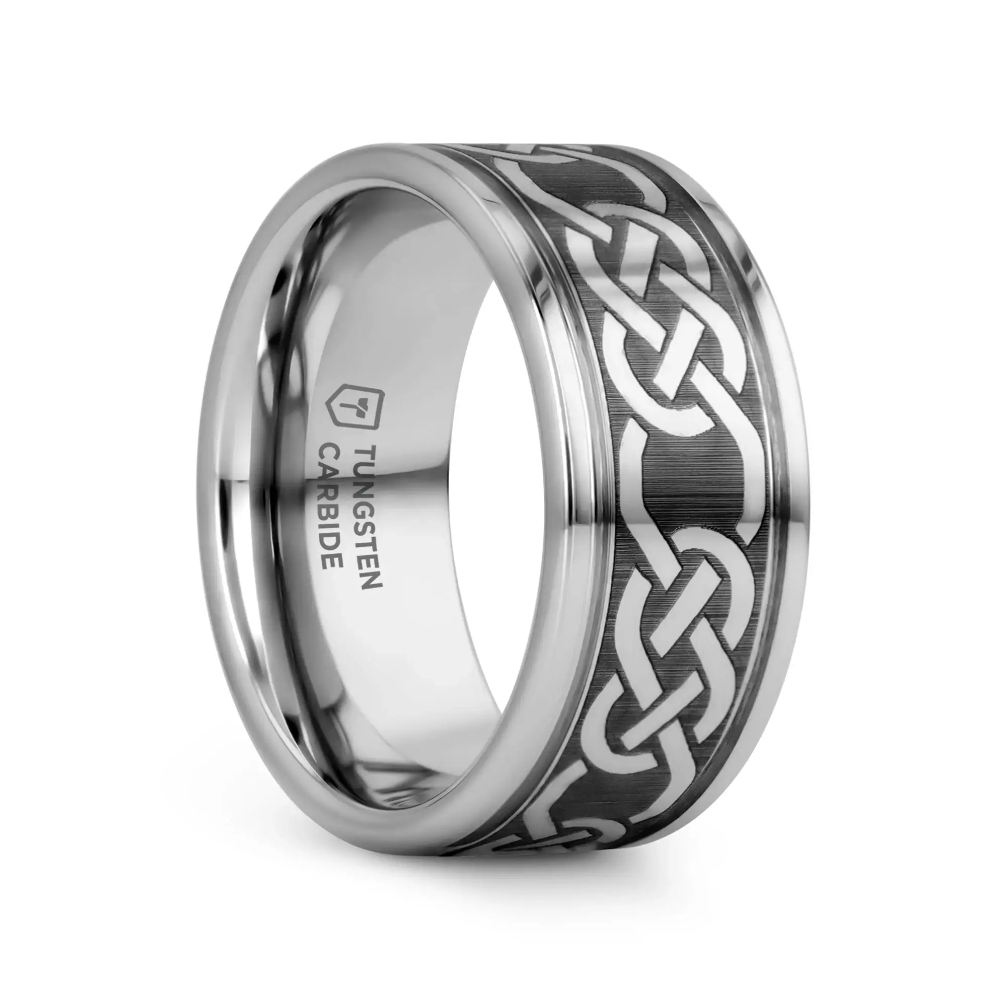 PALATINE Laser Engraved Tungsten Ring with Celtic Pattern - 6mm - 10mm - Image 7