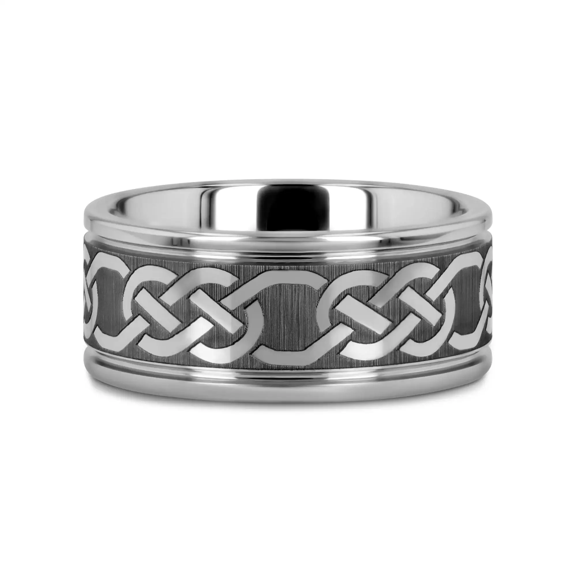 PALATINE Laser Engraved Tungsten Ring with Celtic Pattern - 6mm - 10mm - Image 9