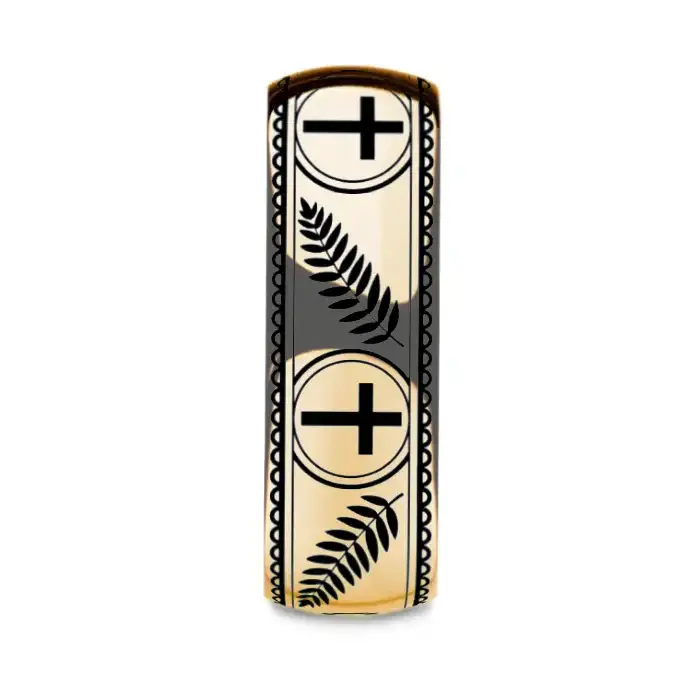 PALM BRANCHES on Domed Gold Plated Tungsten Carbide Ring - Image 2